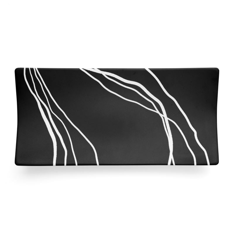 White Lines Serving Dish